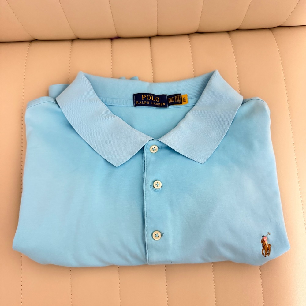 Polo Ralph Lauren Mens 2XLT Light Blue Short Sleeve Cotton Polo Shirt Tall